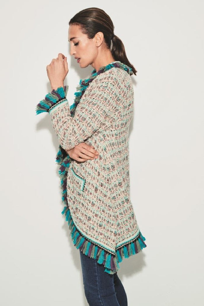 THE EXTREME COLLECTION KNITTED LINEN BLEND CARDIGAN GAETANA