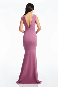 DRESS THE POPULATION LEIGHTON ORCHID MERMAID GOWN