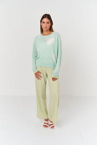 BRODIE CASHMERE QUIRKY HEART SWEATER