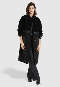 MARC AUREL VEGAN FUR COAT WITH QUILTING PATCHWORKS