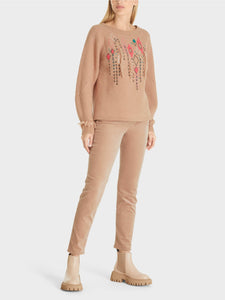 MARC CAIN KNITTED SWEATER WITH BOHO APPLIQUE