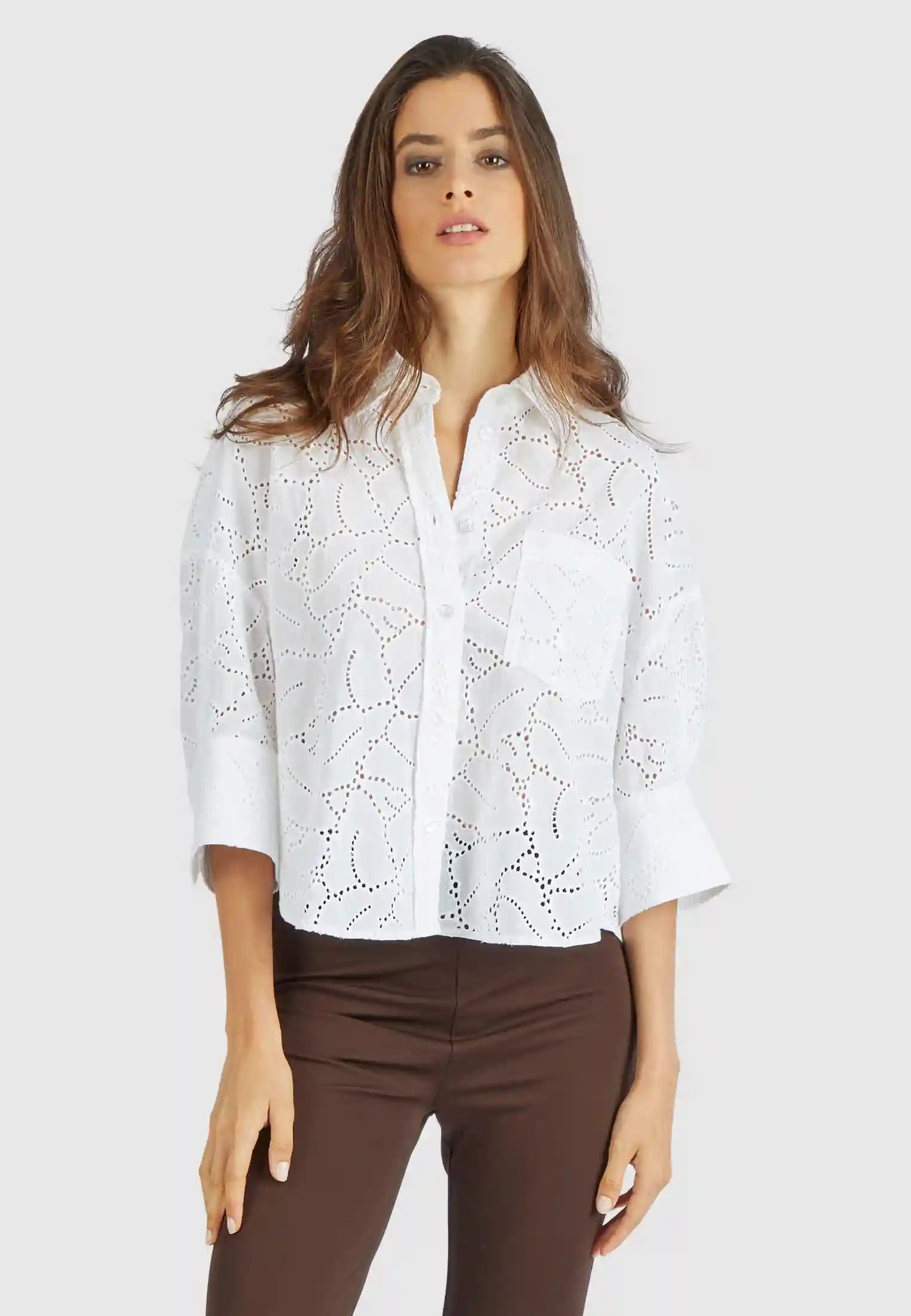 MARC AUREL SHIRT BLOUSE IN PERFORATED EMBROIDERY