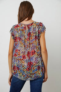 VELVET BY GRAHAM & SPENCER SPRING BLOOMS FLUTTER TOP