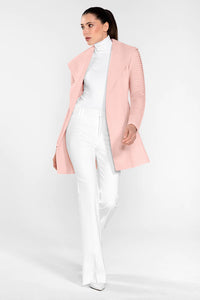 SENTALER WRAP COAT WITH RIBBED SLEEVE IN PINK CLAY