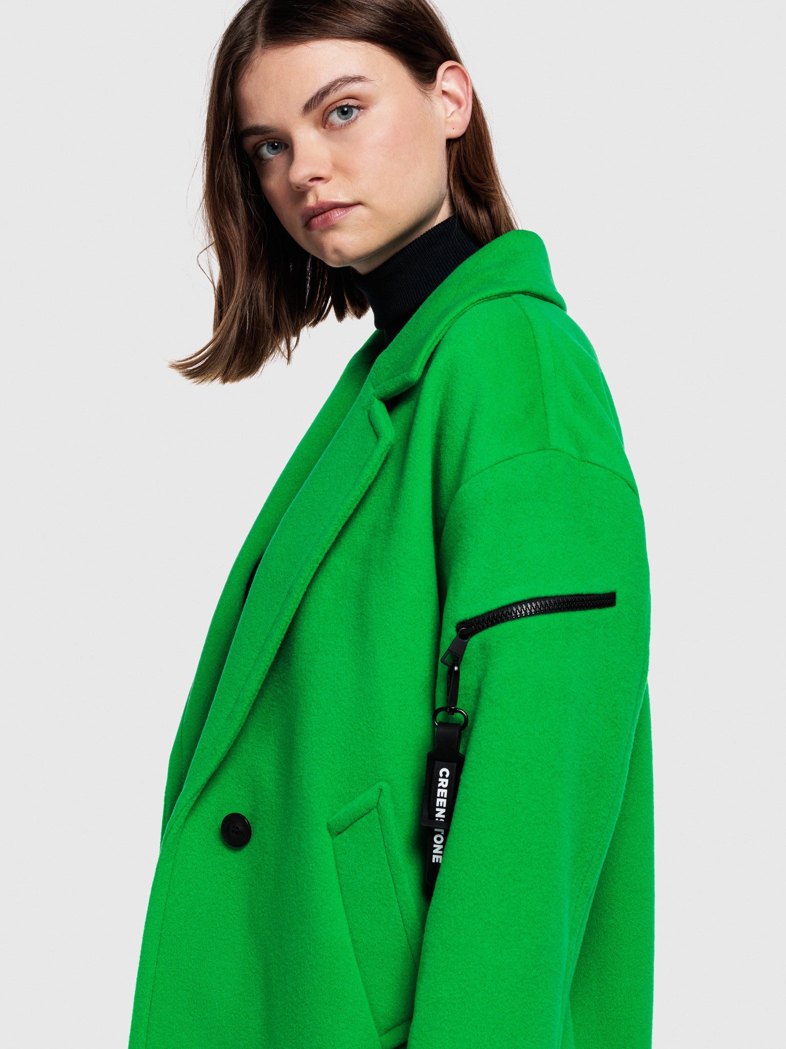 CREENSTONE WOOL CASHMERE COCOON JACKET - BRIGHT GREEN